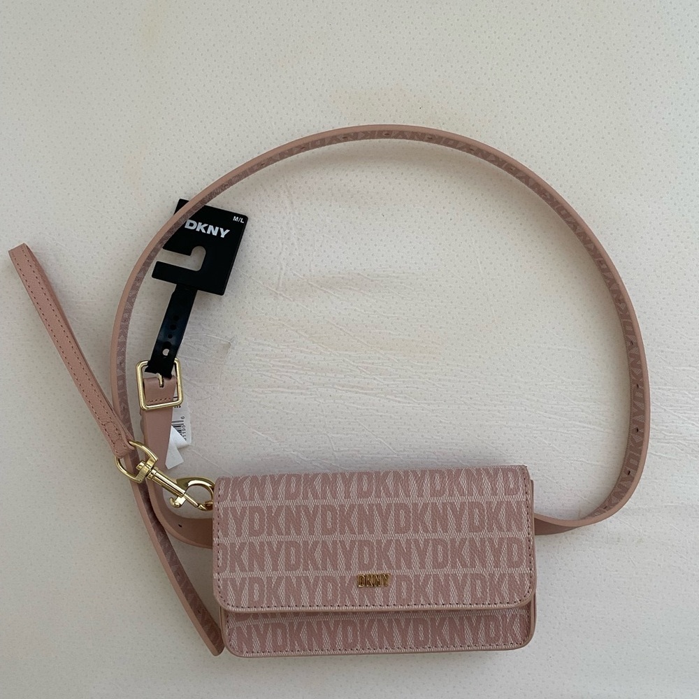 Original DKNY Reversible Belt Waist Bag Fanny Rose M/L Faux Leather Wristlet